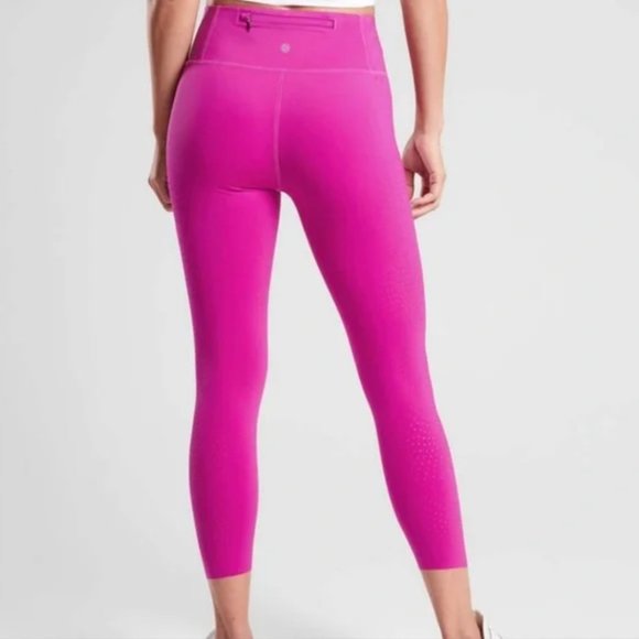 NWOT Athleta Hot Pink Laser Cut Capri Leggings Small - Picture 2 of 9